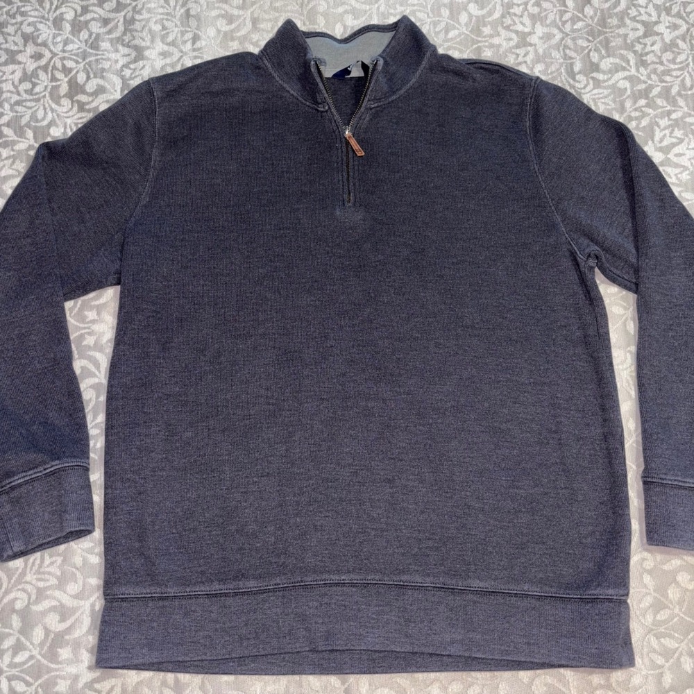 Lands End Quarter Zip Pullover Sweater Charcoal Gray Knit Men's XL (E6)
